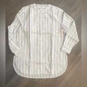 Women’s Long Sleeve- White/Blue Striped Top- Size L - NEW